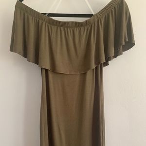 Audrey 3+1, Off the Shoulder, Bodycon, Mini Dress, Green, Women's Medium